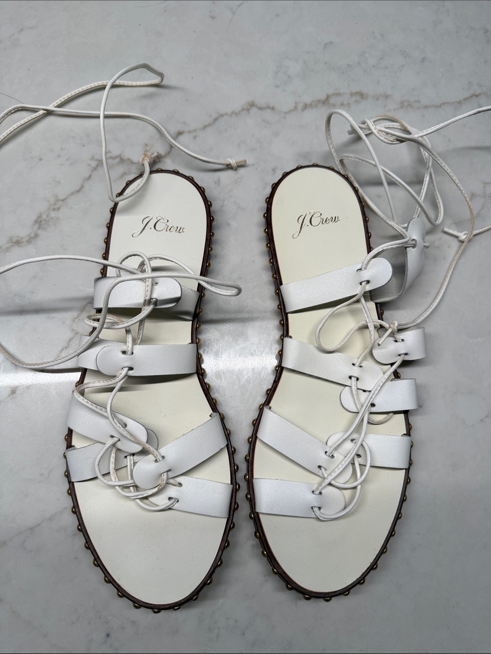 J. Crew White Strappy Lace-Up Gladiator Sandals